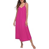 Ekouaer Womens Sleeveless Nightgown Full Slip Nightshirt Print Nightwear Full Length Loungewear Soft Nightdress