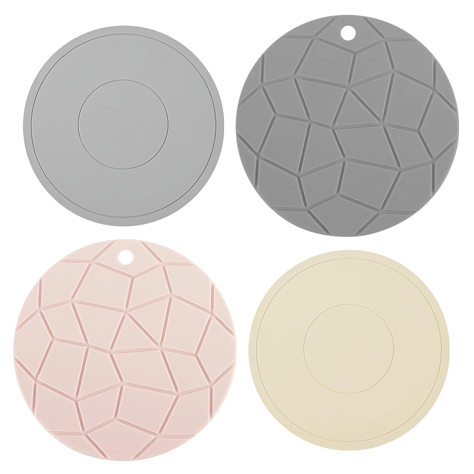 Chstarina 4pcs Silicone Trivet Mats Round, Silicone Trivets for Hot Pans, Multipurpose Silicone Mat for Kitchen Worktops, Silicone Pot Coaster, Silicone Heat Resistant Mat for Placemats, Tables,Dishes