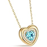 Kstyle Valentine's Day Gifts for Women - 14K Gold Filled 925 Sterling Silver Heart Birthstone Pendant Necklaces, Anniversary Birthday Jewelry Gifts for Wife Daughter Mom Grandma, Non Tarnish 16"+2"