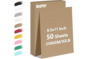 OCEPOR 50 Sheets Brown Cardstock Paper, Colored Printer Paper 8.5 x 11, Thick Construction Paper for Cards Making, Scrapbook，Office Printing, Invitations, Certificates，DIY Crafting 92 lb/250gsm