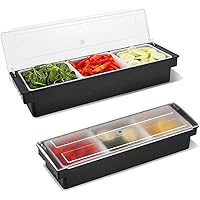 WICHEMI Fruit, Veggie & Condiment Caddy with Lid Dispenser Tray Plastic Garnish Station for Bartending & Serving Taco…