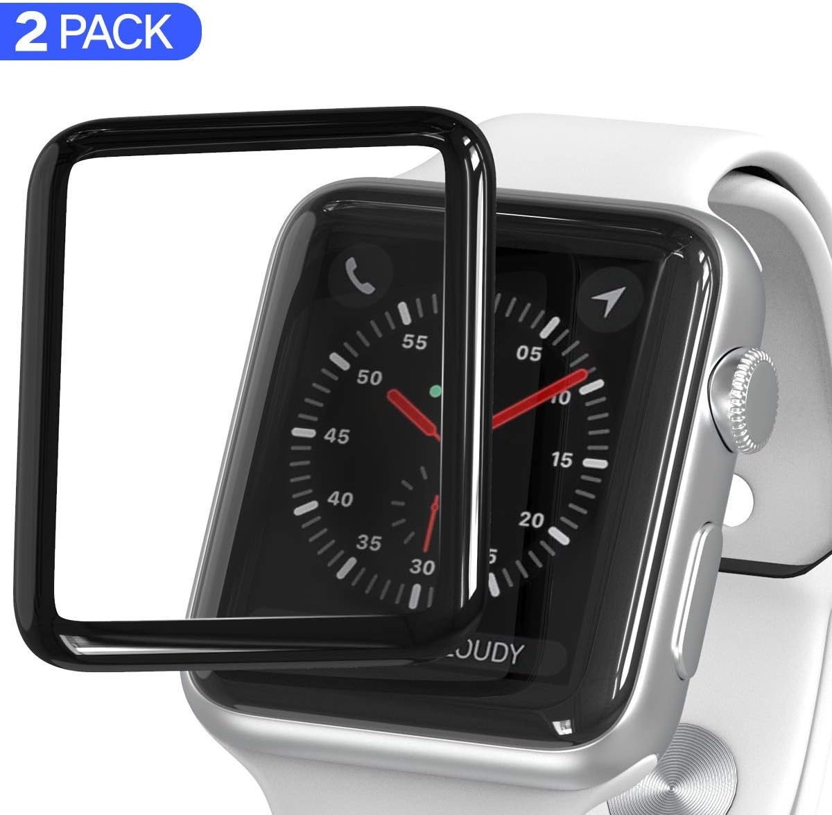 Screen Protector for Apple Watch 40mm Series 5/4 3D Curved Tempered Glass iWatch 40mm Screen Protector with Max Coverage Anti-Scratch Anti-Bubble HD Clear Ballistic LCD Cover Premium Guard 2-Pack