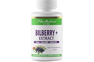Paradise Herbs Bilberry with Goji & Chrysanthemum Supplements, Super Potent, Ultra Pure, Non GMO, Gluten Free, Vegan, 60 Vegetarian Capsules