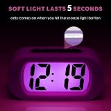 Plumeet Digital Alarm Clock Travel Clock with Snooze Nightlight Purple view 3