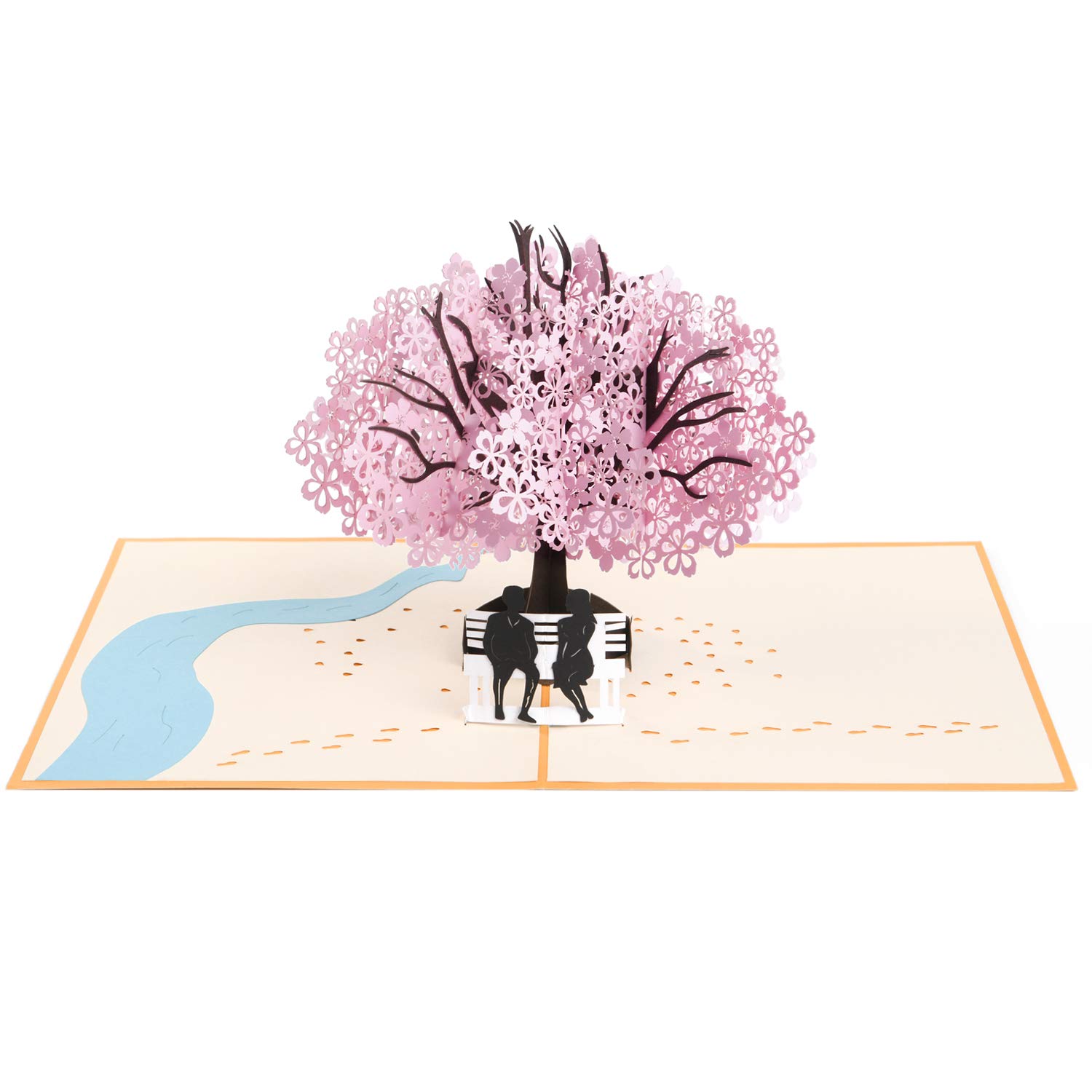 Vicloon 3D Card, Pop Up Greeting Card Cherry Blossom Wedding Card, Anniversary Card, Birthday Card, Valentine's Day Card for Lover Wife Husband Girlfriend Mother Bride and Groom