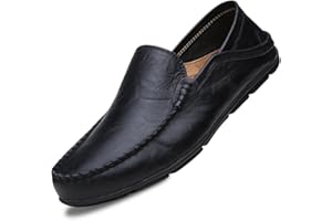 Go Tour Men's Premium Genuine Leather Casual Slip on Loafers Breathable Driving Shoes Fashion Slipper