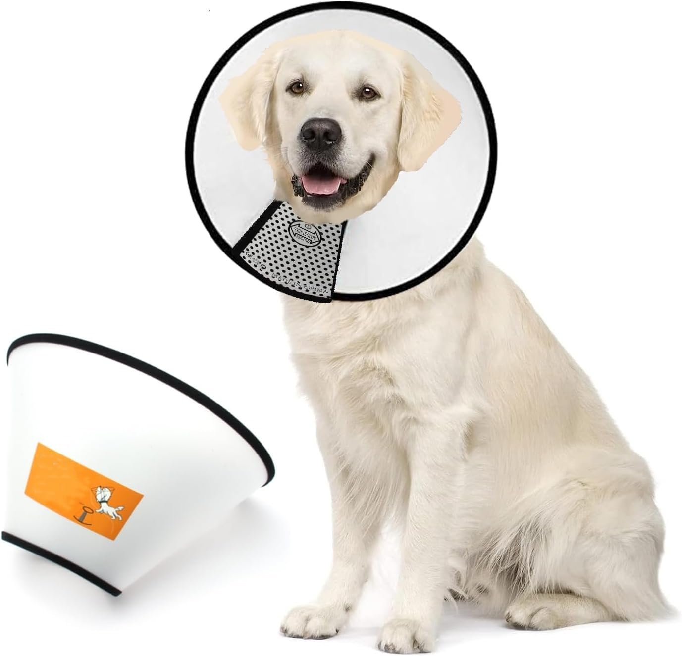 Voarge Pet Collar Protective Collar, Plastic Elizabethan Collar with Breathable Soft Edge, Dog Cat Wound Protective Head Cone, L