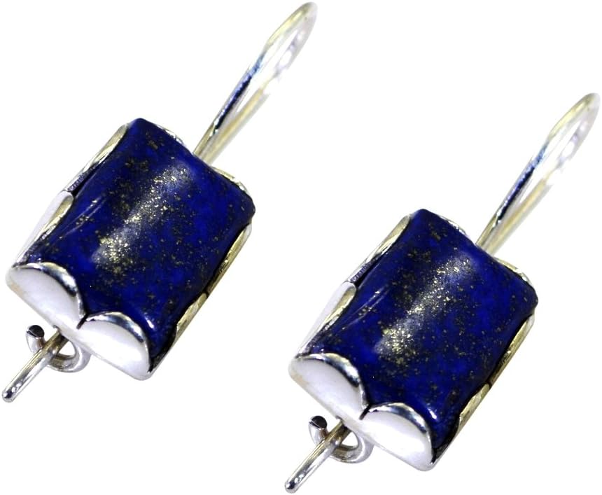 Natural Lapis Lazuli Stud Earrings For Women Silver Push Back Fashion Jewelry Rectangle Shape