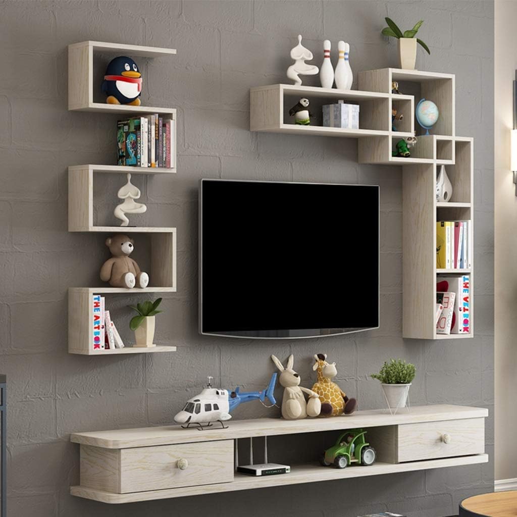Jfdjhjtwt Floating shelf Floating shelf Wall-Mounted TV Cabinet Wall Background Storage Shelf Media Console Floating TV Shelf TV St