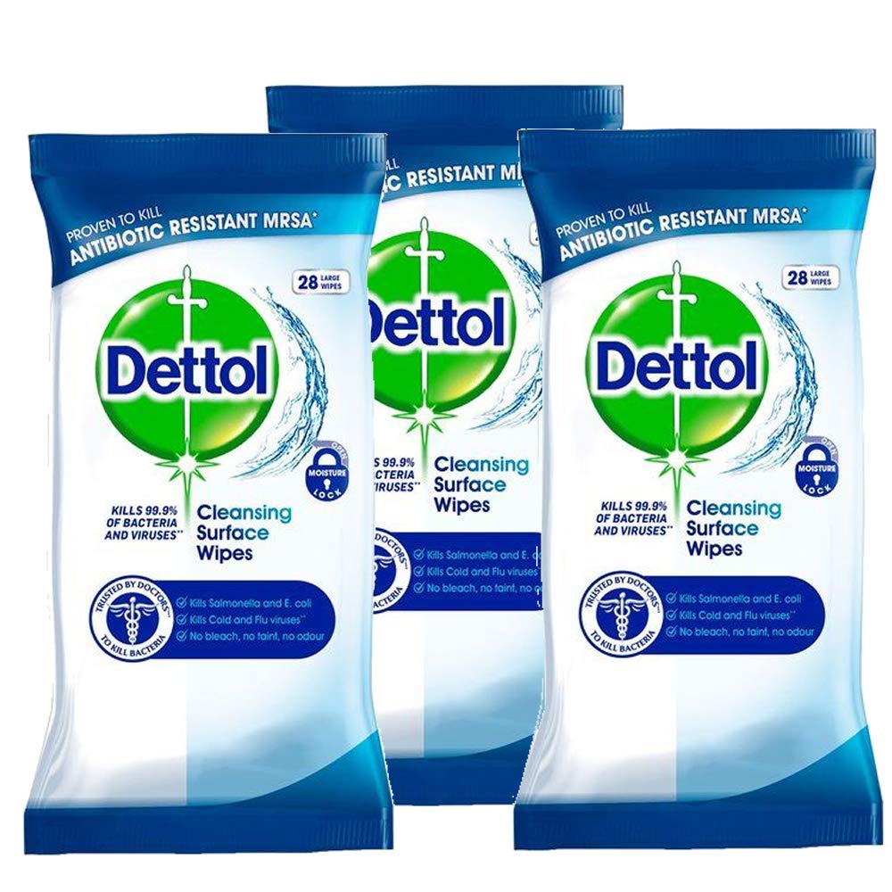 3 x Dettol Anti-Bacterial Surface Wipes 28s