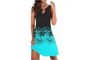 SHOPESSA Summer Spring Dresses for Women 2022 Cute Cold Shoulder Boho Tshirt Dresses Short Sleeve A Line Shift Floral Tunic Dress