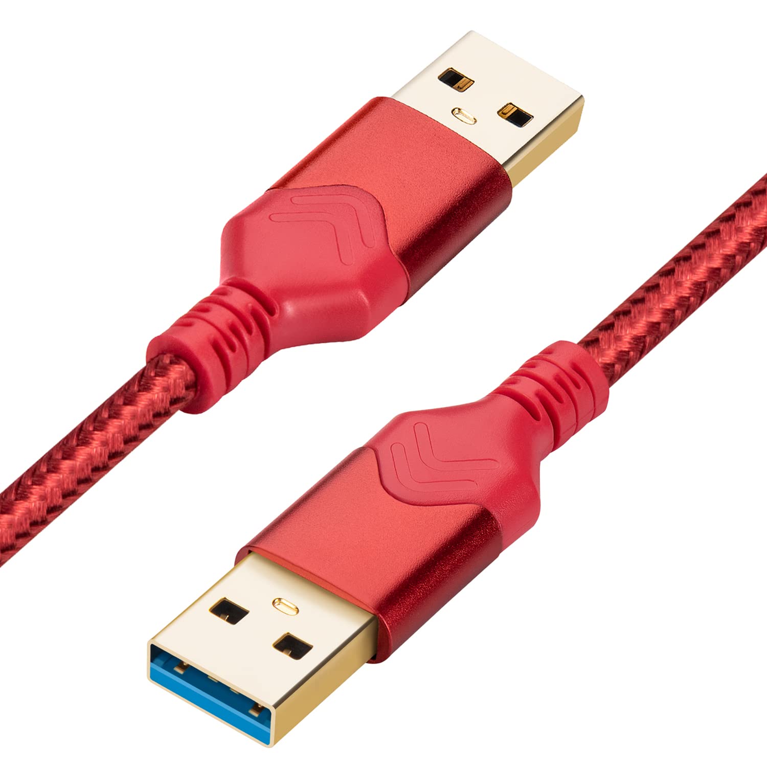 ROFICORD USB 3.0 Male to Male Cable, USB A to USB A 0,6m High Speed Data Cord Compatible with Hard Disk Drive/Laptop Cooler/Set-top Box/DVD Player/TV/Camera and More (2 FT, Red)