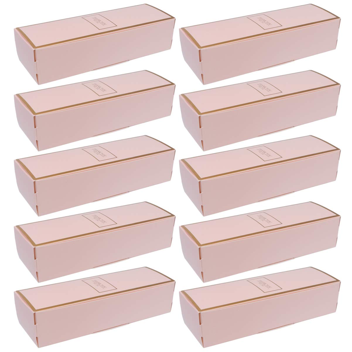 Amosfun 20 pcs Cookie Packaging Box Treats Gift Boxes Rectangular Party Favor Boxes for Packing Wedding Cake Slices, Cookies, Candy Favors and More To Take Home (Pink with Golden Edge)