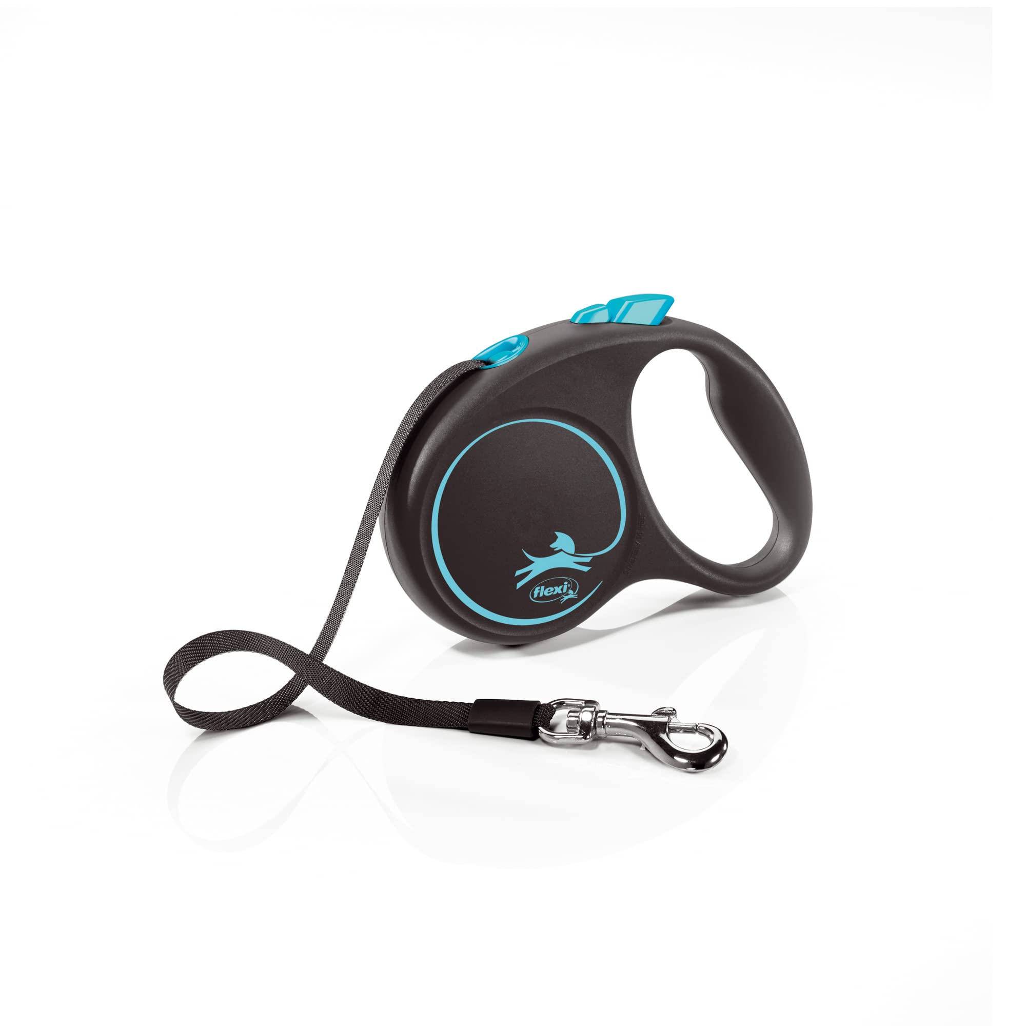 flexi Black Design S Tape 5 m black/blue, retractable leash for dogs up to 15 kg