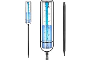 Ricihene Rain Gauge, 6" Glass rain Gauge Outdoor, rain gauges for Yard with Stake Best Rated, Decorative for Yard, Lawn & Garden (Blue)