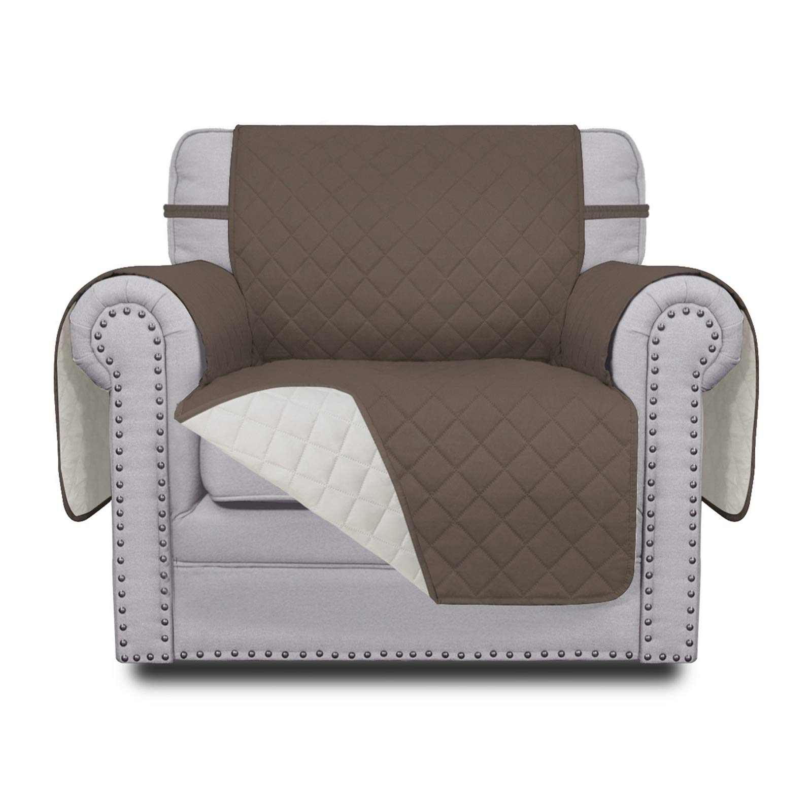 Easy-Going Chair Sofa Slipcover Reversible Sofa Cover Water Resistant Couch Cover Furniture Protector Cover with Elastic Straps for Pets Kids Children Dog Cat (Chair, Taupe/Ivory)