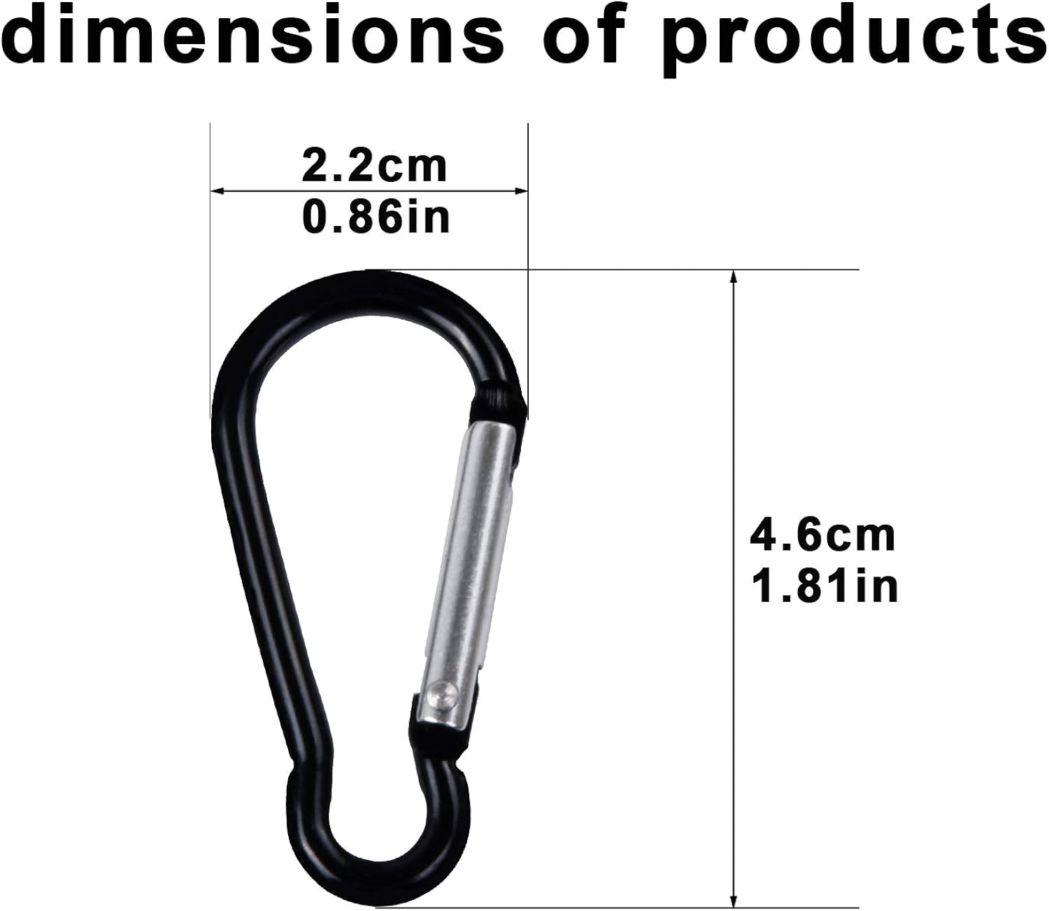 UPINS 100 Pcs New Design Black Aluminum Keychain Carabiner Spring Clip D Shape Hook Durable Sport Accessories for Outdoor Home RV Camping Hiking Traveling Backpack: Clothing