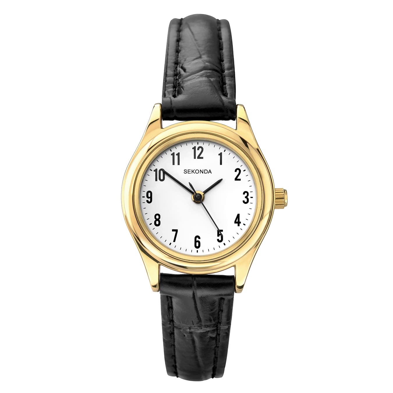 Sekonda Women's Quartz Watch with White Dial Analogue Display and Black Leather Strap 4493.27