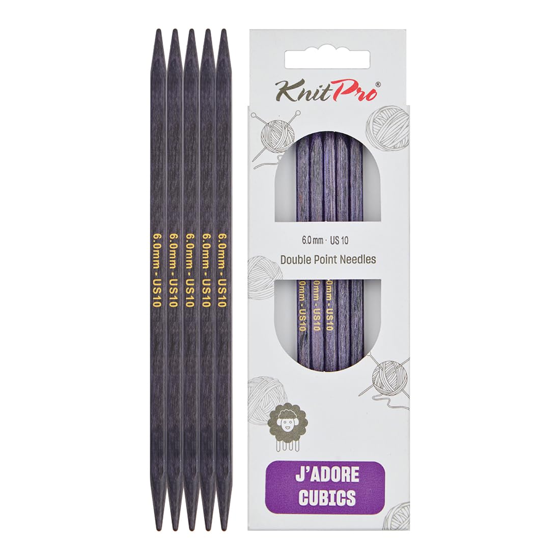 KnitPro J’Adore Cubics Double Pointed Needles 8" (20cm) | 6.00mm