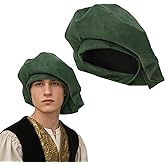 Cdecgo Medieval Tudor Suede Hat Muffin Renaissance Elizabethan Cap Headwear