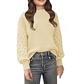 EGOCKAL Girls Crewneck Sweaters Casual Long Sleeve Drop Shoulder Pullover Sweaters Fall Oversized Cable Knit Tops