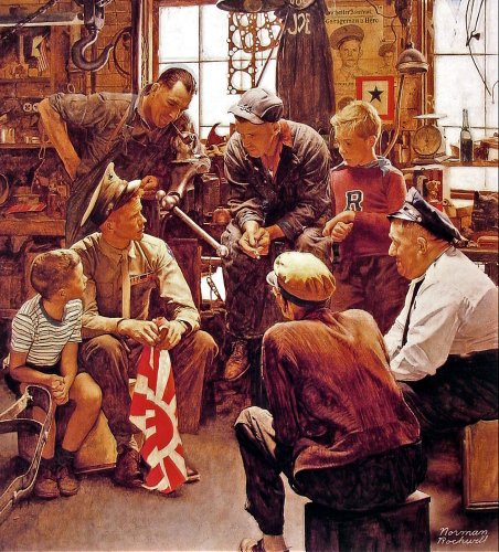 Norman Rockwell Homecoming Marine Art Print - 8 in x 9 in - Unmatted, Unframed