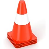 9 inch Traffic Safety Cones with Reflective Collars, [4 Pack] Orange Construction Cones| Parking Cones| Soccer Training Cones |Road Cones for Parking lot, Driveway, Sport and Driving Training