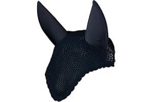 HORZE Marquess Crochet Horse Ear Bonnet | Sound Dampening Fly Protection - Dark Navy - Horse