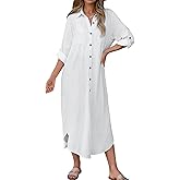 Bsubseach Swimsuit Coverup for Women 2026 Casual Dresses Button Down Beach Dress Long Kimonos Cardigans with Pockets