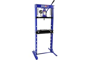MAKASEIYA 12 Ton Hydraulic Shop Floor Press,H-Frame Garage Floor Adjustable Shop Press with Plates Adjustable Working Table Height for Gears and Bearings