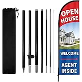 Open House Feather Flag, 8.2ft Open House Flag with Aluminum Pole and Ground Stake, Open House Signs for Real Estate for Outside Swooper Flag Advertisng Feather Banner