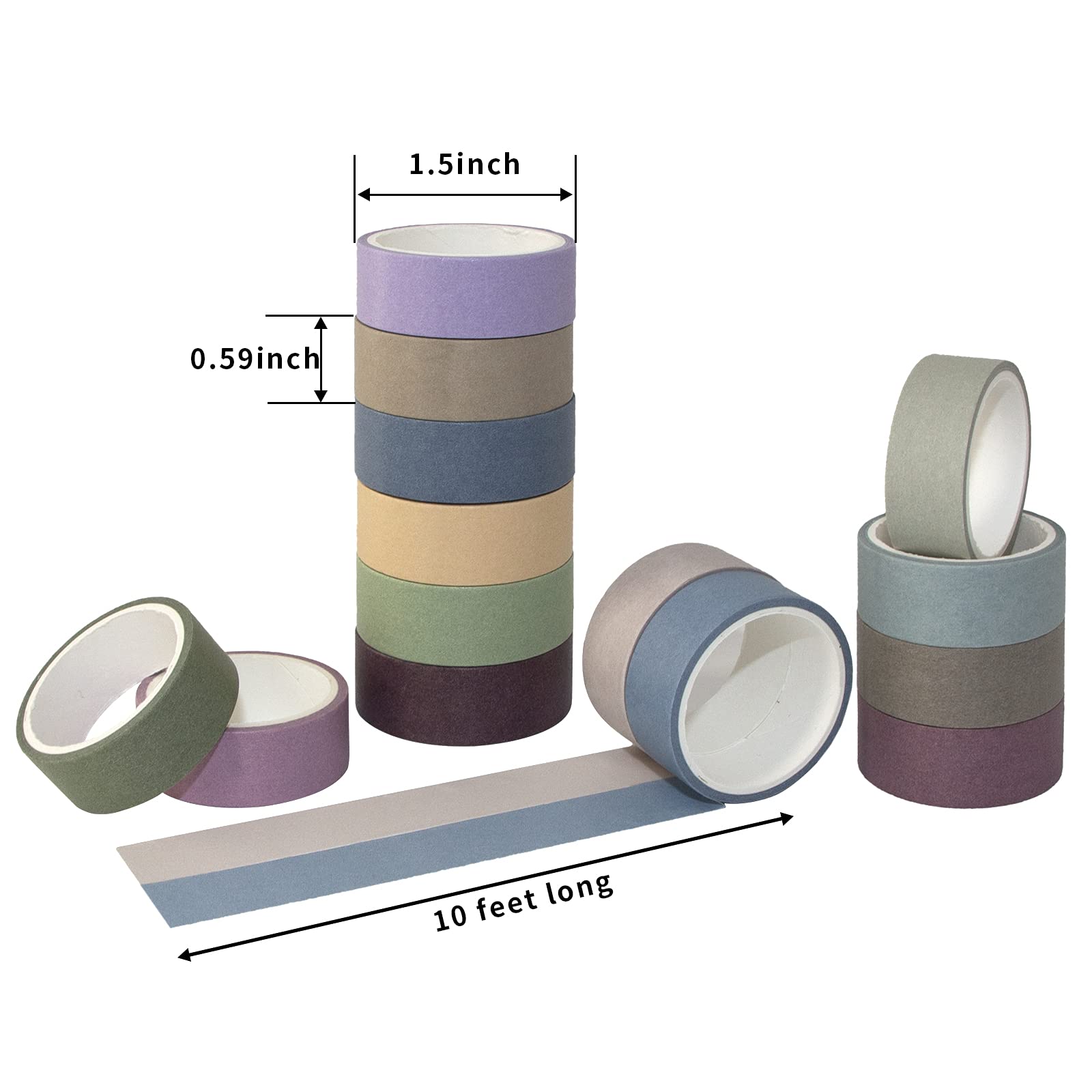 20 Rolls Washi Tape Set, Colored Masking Tape, Decorative Nature Colored Tapes for Arts, DIY Crafts, Bullet Journals, Scrapbooking - 15mm Wide