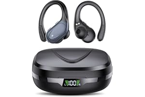 CASCHO Wireless Earbuds Bluetooth Headphones 60Hrs Playtime HD Stereo Audio Digital LED Display Over-Ear Earphones with Earho