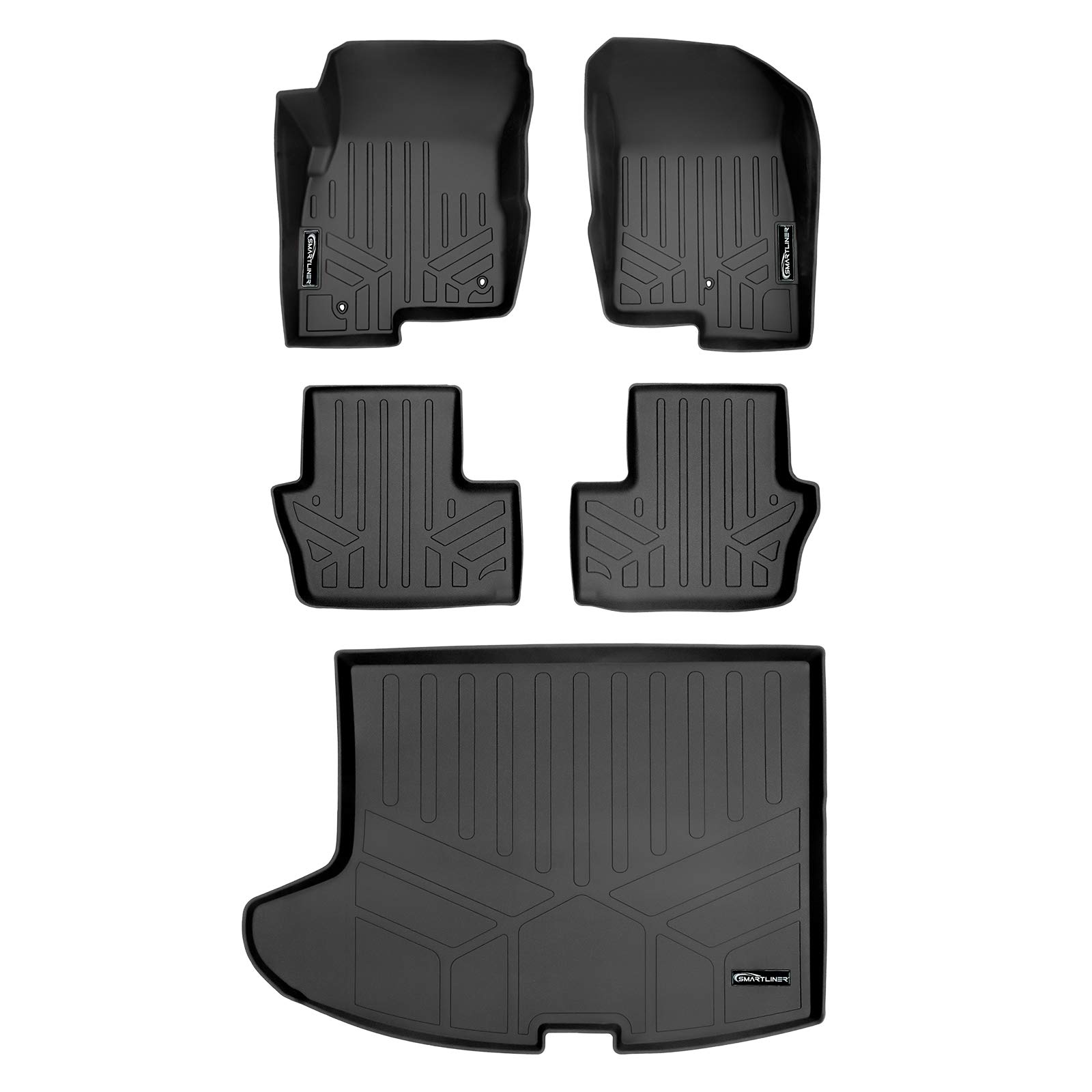MAXLINER Floor Mats 2 Rows and Cargo Liner Set Black for 2017 Jeep Patriot with 1st Row Dual Driver Side Floor Hooks Image