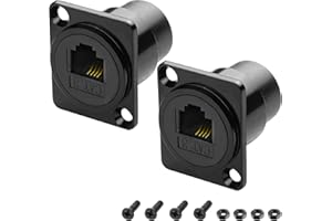 MEIRIYFA D-Type RJ11/RJ12 Panel Mount Connector,RJ11 4P4C Cat3 Female to Female Flush Mount Telephone Pass Through Socket Con