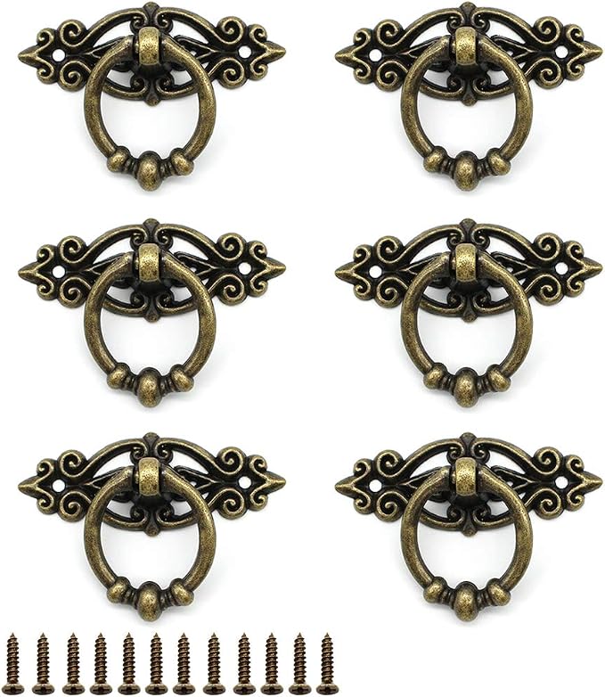 SINMI 5pcs poignées vintage 160mm poignées de meubles noires poignées de tiroir en or poignées