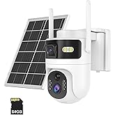 QUTHZZHY Dual Lens 4G LTE Cellular Security Camera Outdoor Wireless, 365 Day Free Unlimited Data No WiFi Solar Powered Security Camera, 2K 360° Color Night Vision, PIR Motion Detection, Built-in VSIM