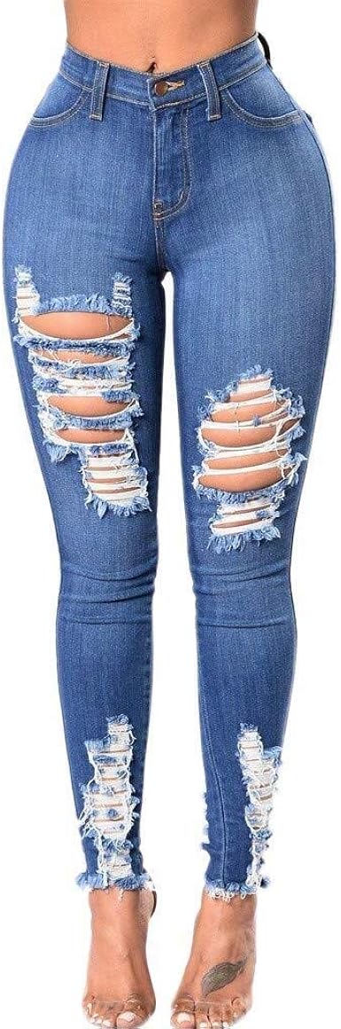 Laisla Fashion Moda Damas Jeans Denim Hole Alta Clasico Mujer Cintura Stretch Slim Lapiz Pantalones Moda 2020 Ropa De Mujer Amazon Es Ropa Y Accesorios