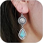 Turquoise Earrings for Women Feather Western Drop Earrings Western Outfit for Women Dainty Dress Boho Jewelry Gifts