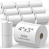 TgSmder 4" x 3" Direct Thermal Shipping Labels – White Self-Adhesive Compatible with Zebra, Rollo, MUNBYN Thermal Printers | Address Labels, Barcodes, FNSKU | 12 Rolls (500/Roll) – Total 6000 Labels