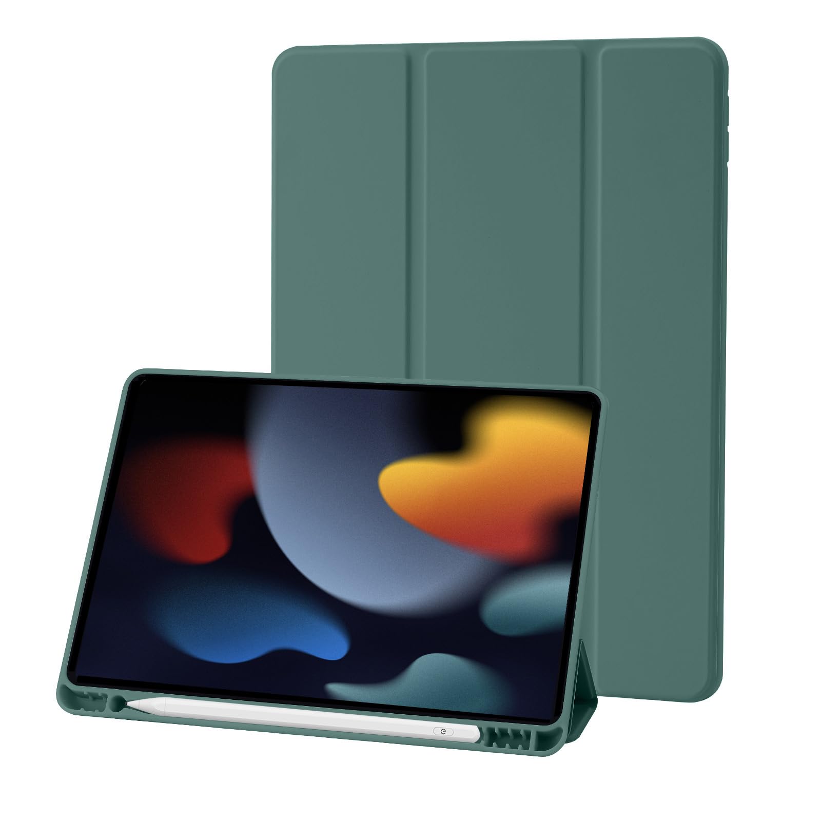 Case Cover Compatible with iPad 9 8 7 Generation (10.2 Inch, 2021/2020/2019), Supports Charging Pencil 2nd Gen, Car Wake Up / Sleep (Pine Green) — image 1