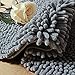 Vdomus Absorbent Microfiber Bath Mat Soft Shaggy Bathroom Mats Shower Rugs (Grey)