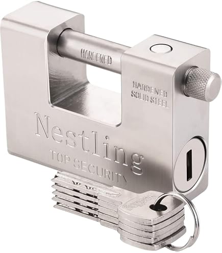 Cadenas Extérieur Haute Sécurité Maudex PDK73 - Anse 13mm Résistante Aux Coupes - 5 Clés Incluses - Pour Portail, Abri, Stockage