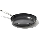 OXO Enhanced 10" Frying Pan Skillet, PFAS-Free Ceramic Nonstick, Durable Hard Anodized Cookware, Scratch Resistant, Stainless Steel Handle, Good Grips, Dishwasher Safe, Oven safe, Black