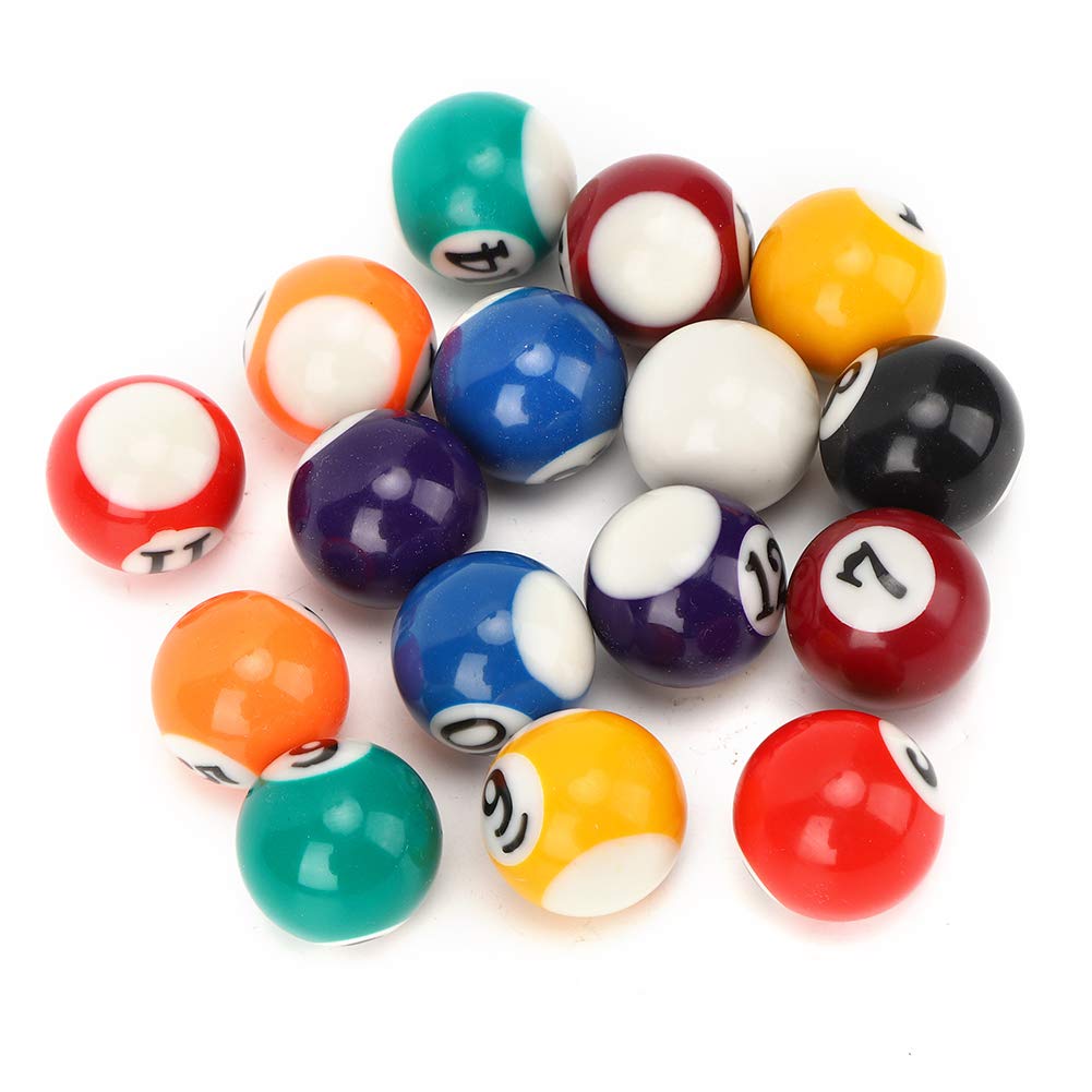 Keenso Pool Training Balls, Mini Billiard Ball Set, 16 Pieces Eco-friendly Polyester Resin for Pool Games, Kids, Adults, and Home Practice