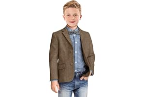 SZZMMER Boys Blazer Retro Herringbone Sport Coat Formal Tweed Patterned Classic Kids Jacket for Boy Wedding Casual Jacket