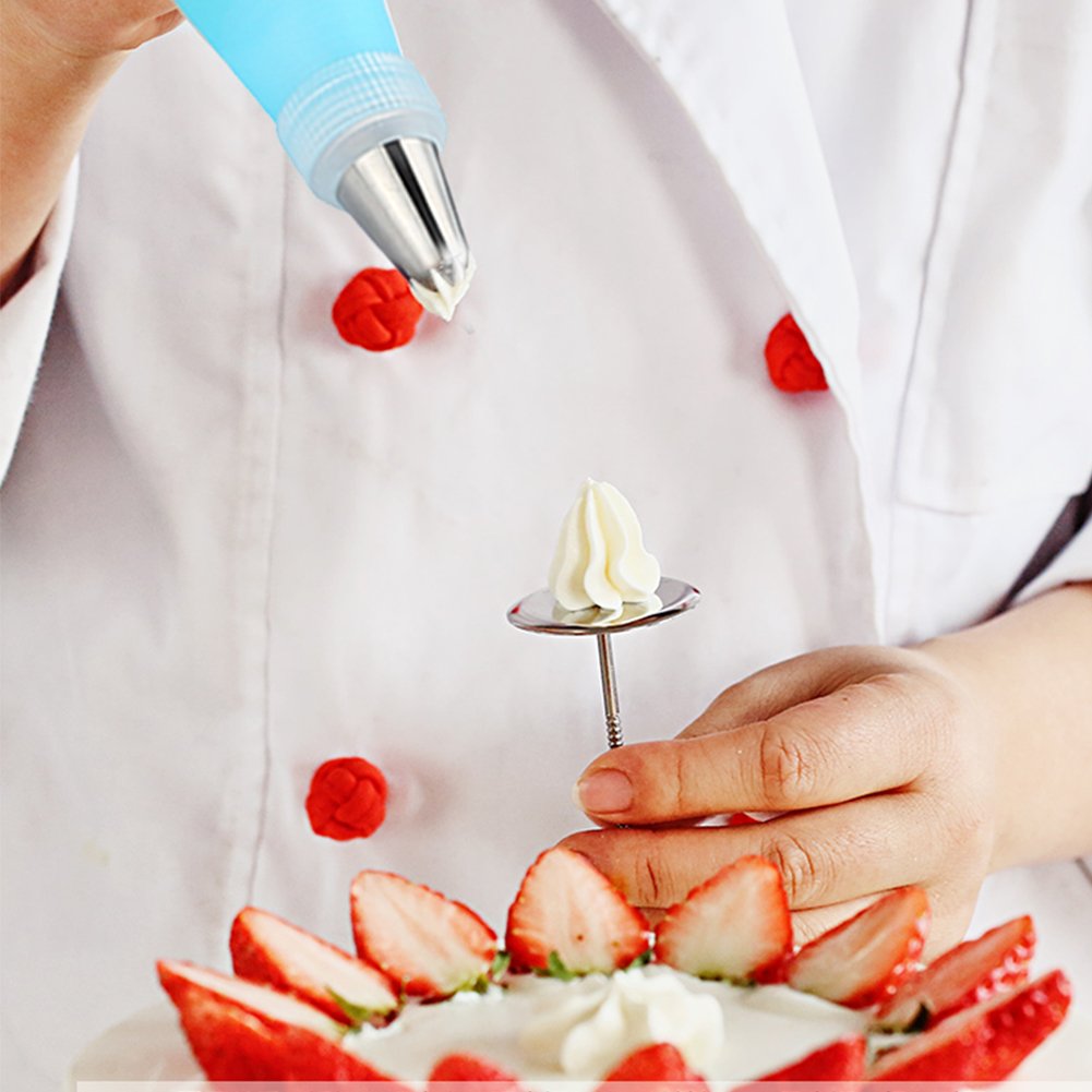 Cake Cupcake Decorating Supplies Kit 53pcs, Yblntek 48 Cake Decoration Icing tips, 2 Flower Nails, 2 Coupler and a Silicone Pastry Bags Baking Supplies Frosting Tools Set for Cookies