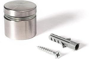 OUTWATER Stainless Steel Standoff 1-1/4 Inch Diameter x 3/4 Inch Barrel Length Brushed Finish for PVC, Glass and Acrylic Sign Stand Off Wall Anchors and Screws 2 Piece Small Sign Pack