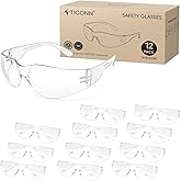 TICONN Clear Safety Glasses for Men &amp; Women, ANSI Z87.1 Safety Goggles | UV400 Protection, Scratch-Resistant Lenses, Impact Resistance, Lightweight Comfort Fit, Perfect for Construction, Cycling