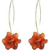 Just Follow Boho Multi-Colored Flower Cluster Embroidered Ball Earrings Statement Chic Floral Petal Dangle Drop Earrings for Women Vacation Party Jewelry